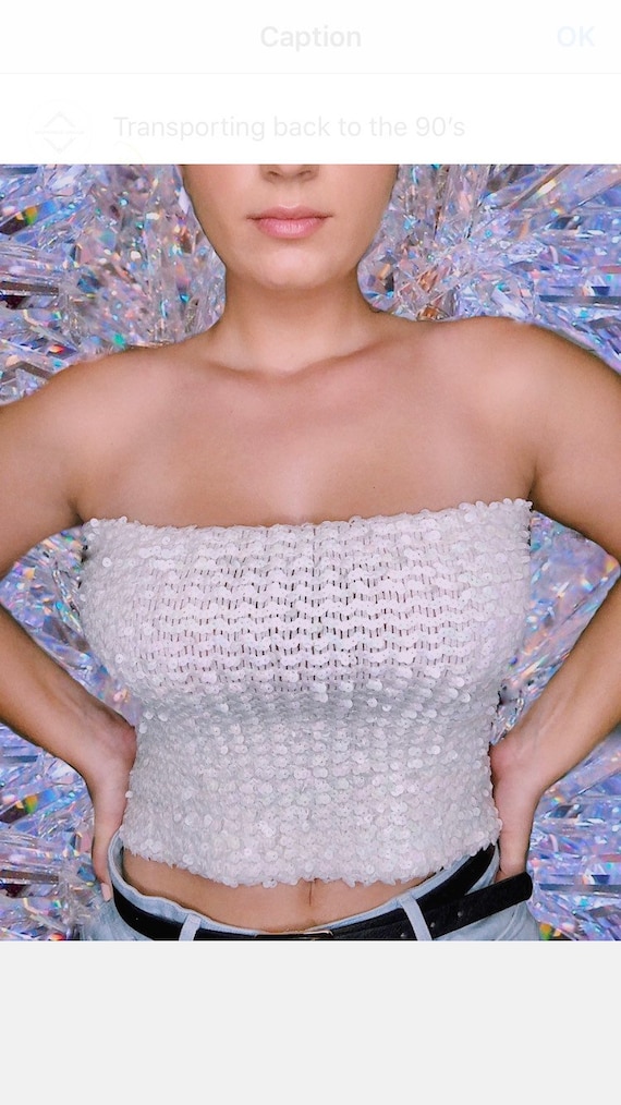 White Sequins Tube Top - image 1