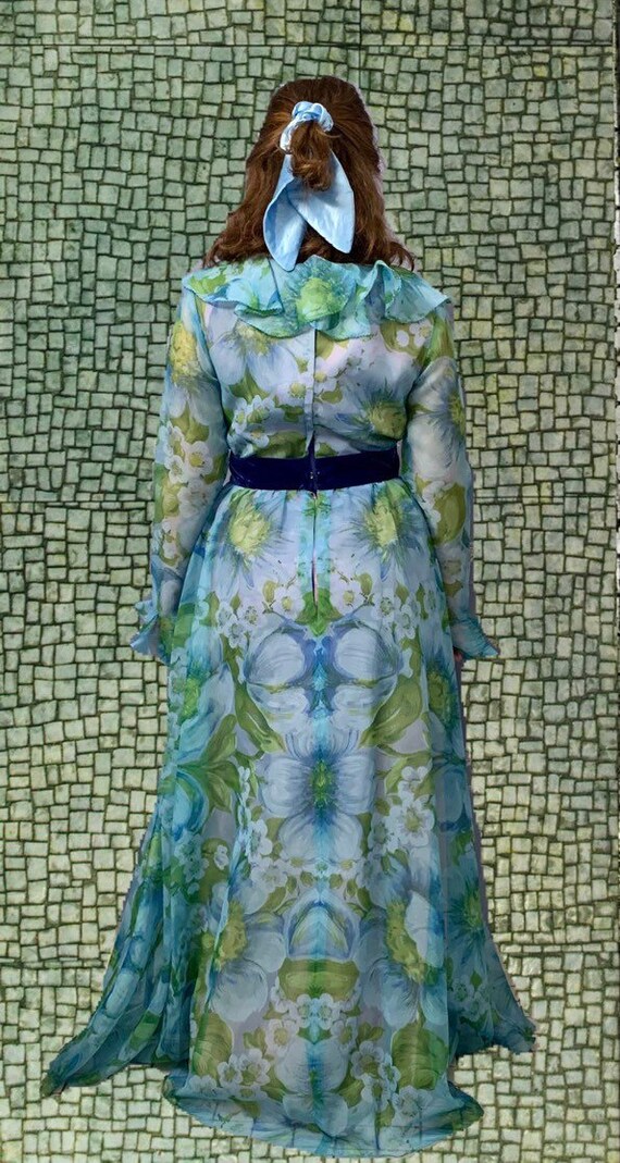 Blue green store floral dress