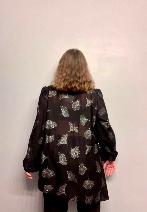 Black Blouse with Sparkly Dandelions - image 3