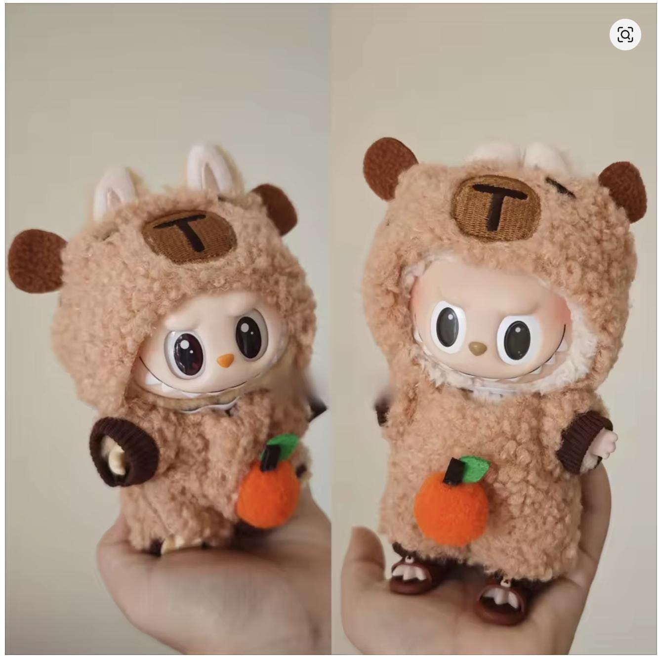 Capybara Fuzzy Onesie for Labubu – Cozy Animal Costume (Clothes Only, Doll Not Included)