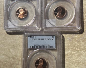 Three PCGS DCAM Proof 69 Lincoln Memorial Cents. 96-S, 2002-S, 2006-S. Sweet Group Of Pennies!