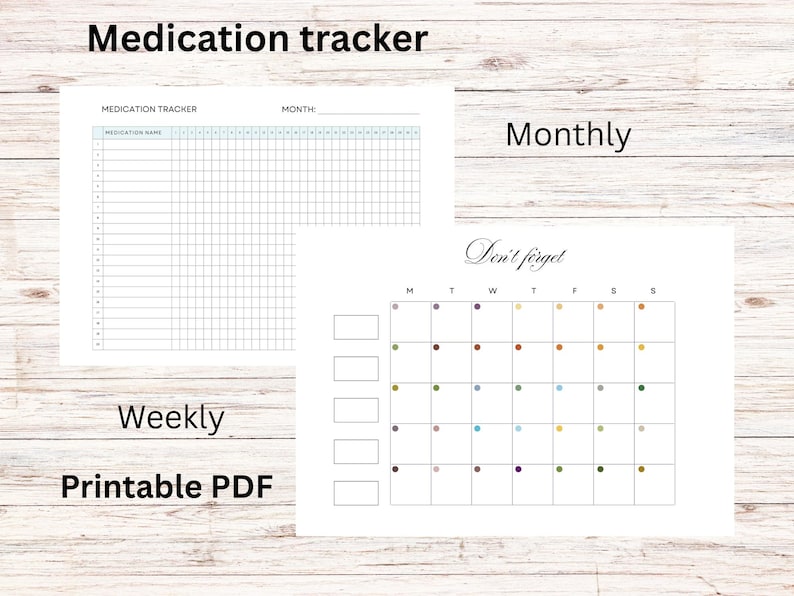 Medication Tracker, Monthly and Weekly Versions Included, Printable PDF ...