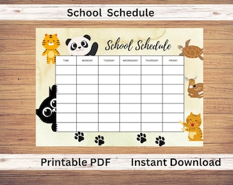Horario escolar imprimible en PDF, agenda estudiantil sin fecha, horario A4 (descarga digital)