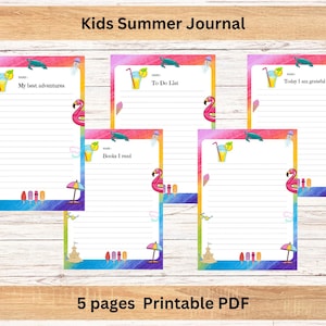 Kids Summer Journal: Writing Prompts, Summer Adventures (Printable PDF A4 Size)