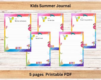 Kids Summer Journal: Writing Prompts, Summer Adventures (Printable PDF A4 Size)