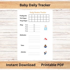 Baby Daily Tracker: Newborn Routine Log (PDF Download A4 Size)