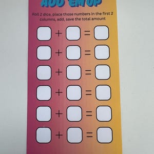 Add ‘Em Up Dice Savings Game
