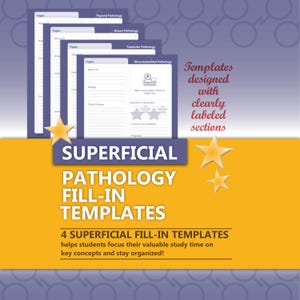 Superficial Ultrasound Binder-Ready Pathology Fill-in Templates Color Coded