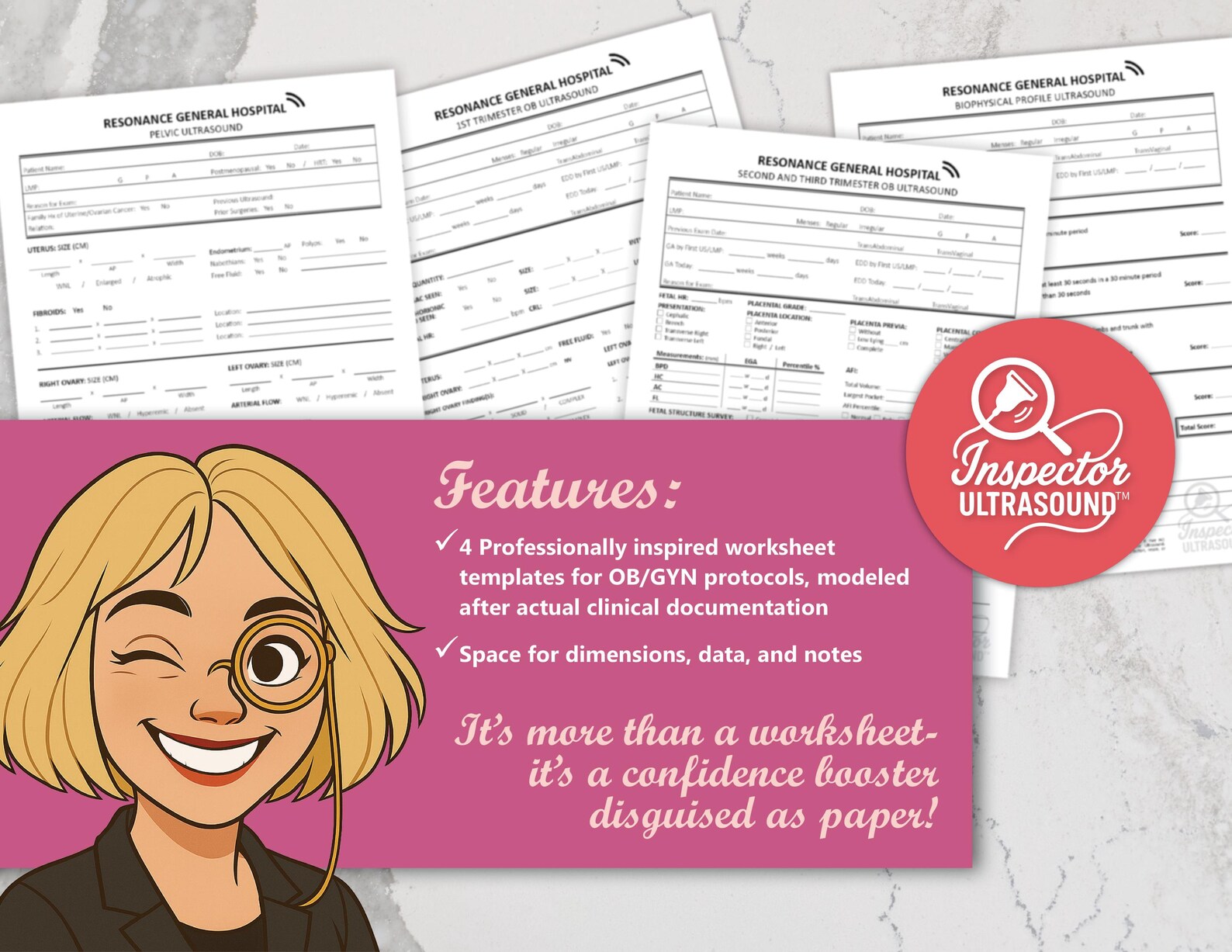 OB/GYN Clinical Worksheet Set – Sonography Practice & Teaching Tool ...