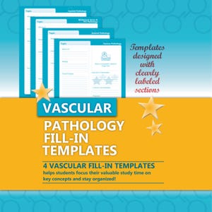 Vascular Ultrasound Binder-Ready Pathology Fill-in Templates Color Coded