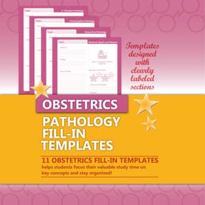 Obstetric Ultrasound Binder-Ready Pathology Fill-in Templates Color Coded