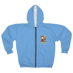 Cute Cartoon Character Zip Hoodie, Fun Casual Wear, Gift for Kids, Cozy Layering, Adorable Outfit for Birthdays, Holidays