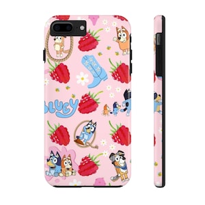 Bluey-inspirierte robuste Telefonhülle, niedliches Tierdesign, kinderfreundlich, Geschenk für Kinder, langlebiges Telefonzubehör