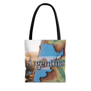 Sac fourre-tout carte de l'Argentine, sac de voyage élégant, sac à bandoulière écologique, cadeau parfait pour les voyageurs, la plage et un usage quotidien