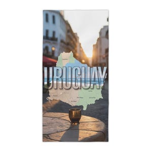 Stilvolles Uruguay Karte Strandtuch | Sommer Essentials, Reisegeschenk, Must-Have am Pool, Spaß am Ocean Day, Urlaubsfertig