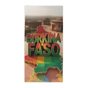 Burkina Faso Map Beach Towel, Vibrant Travel Accessory, Perfect for Summer Vacation, Poolside Fun, Unique Gift Idea