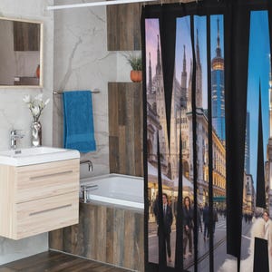 Milan Cityscape Shower Curtain, Modern Home Decor, Bathroom Art, Urban Vibe, Gift for Travelers, Unique Shower Curtain