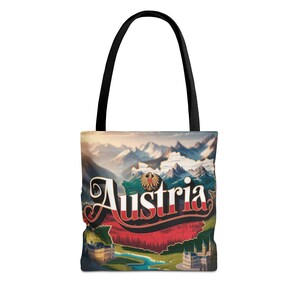 Austrian Landscape Tote Bag, Travel Accessory, Gift for Travelers, Eco-Friendly, Vintage Style, Hiking Bag