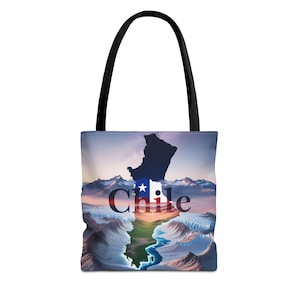 Sac fourre-tout d'inspiration chilienne, sac cabas AOP élégant, sac de voyage écologique, cadeau parfait pour les voyageurs, ambiance côtière