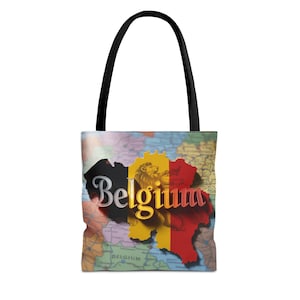 Bolsa de mano con mapa de Bélgica: elegante y práctica bolsa de viaje, perfecta para turistas, regalos, compras ecológicas y amantes del arte.
