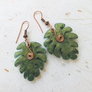 Monstera resin earrings