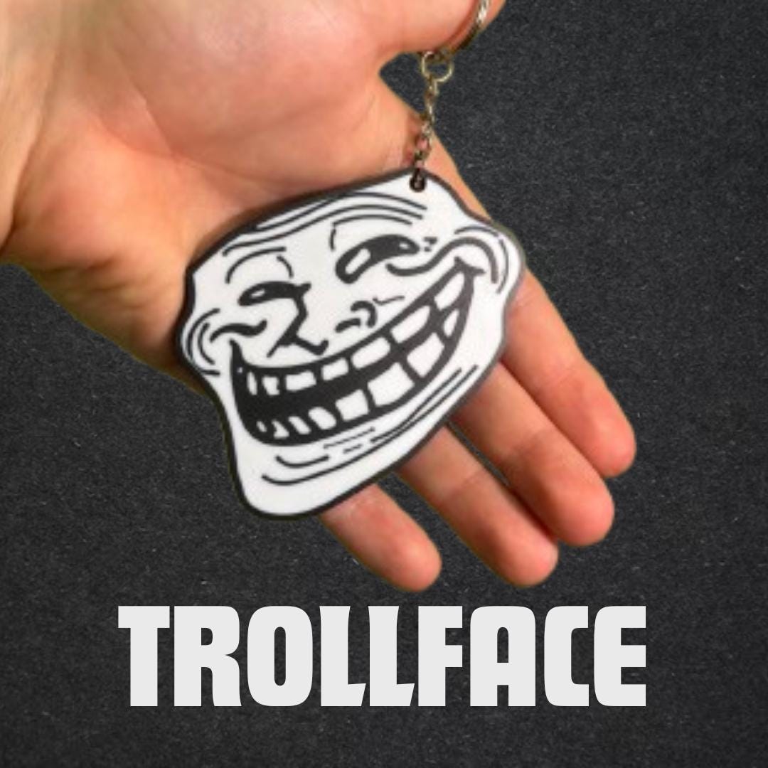 Trollface Meme NFCキーホルダー – トロールサプライズ！ | スマートミームギフト | Never Gonna Give You  Up リンク - Etsy 日本, image size:1080x1080