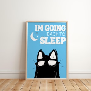 Lustig Schlafen Print, Schlafzimmer Dekor, Süße Katzen Wandkunst, Trendy Schlafzimmer Dekor, Trendy Schlaf Poster