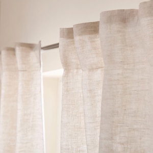 White Sheer Linen Curtain, Natural Drape For Bedroom, Rod Pocket Grommet Curtain For Track, Custom Size Curtain For Living Room Wide Curtain