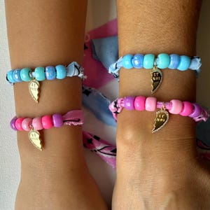 BFF Collection of Colorful BFF Bandana Beaded Charm Bracelet or Anklet sets (comes with 2 separate but matching bracelets)