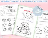 Preschool Numbers Tracing & Coloring Worksheets 1-9 | Counting Printables for Kids