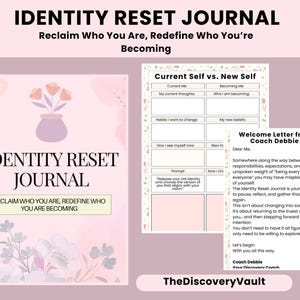 Identity Reset Journal, Guided Self Discovery Workbook, Mindset Reset Planner, Healing and Transformation Diary, self help journal.