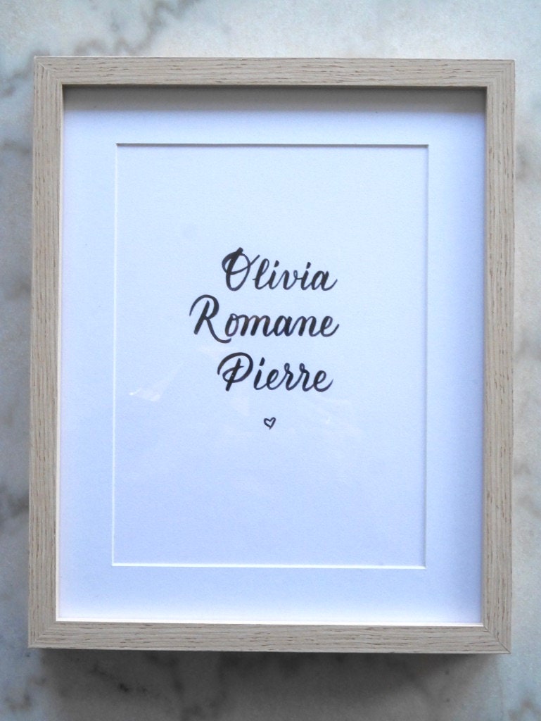 Affiche Calligraphie Prénoms - Affiche Déco Famille Enfants Frères Soeurs