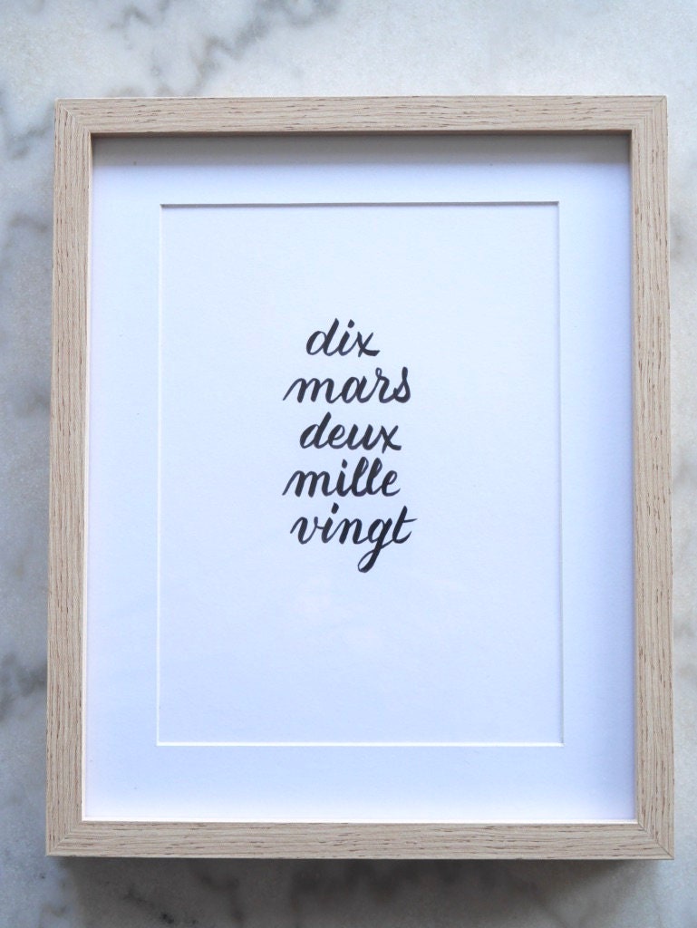 Affiche Calligraphie Date - Affiche Naissance Mariage Famille Enfants