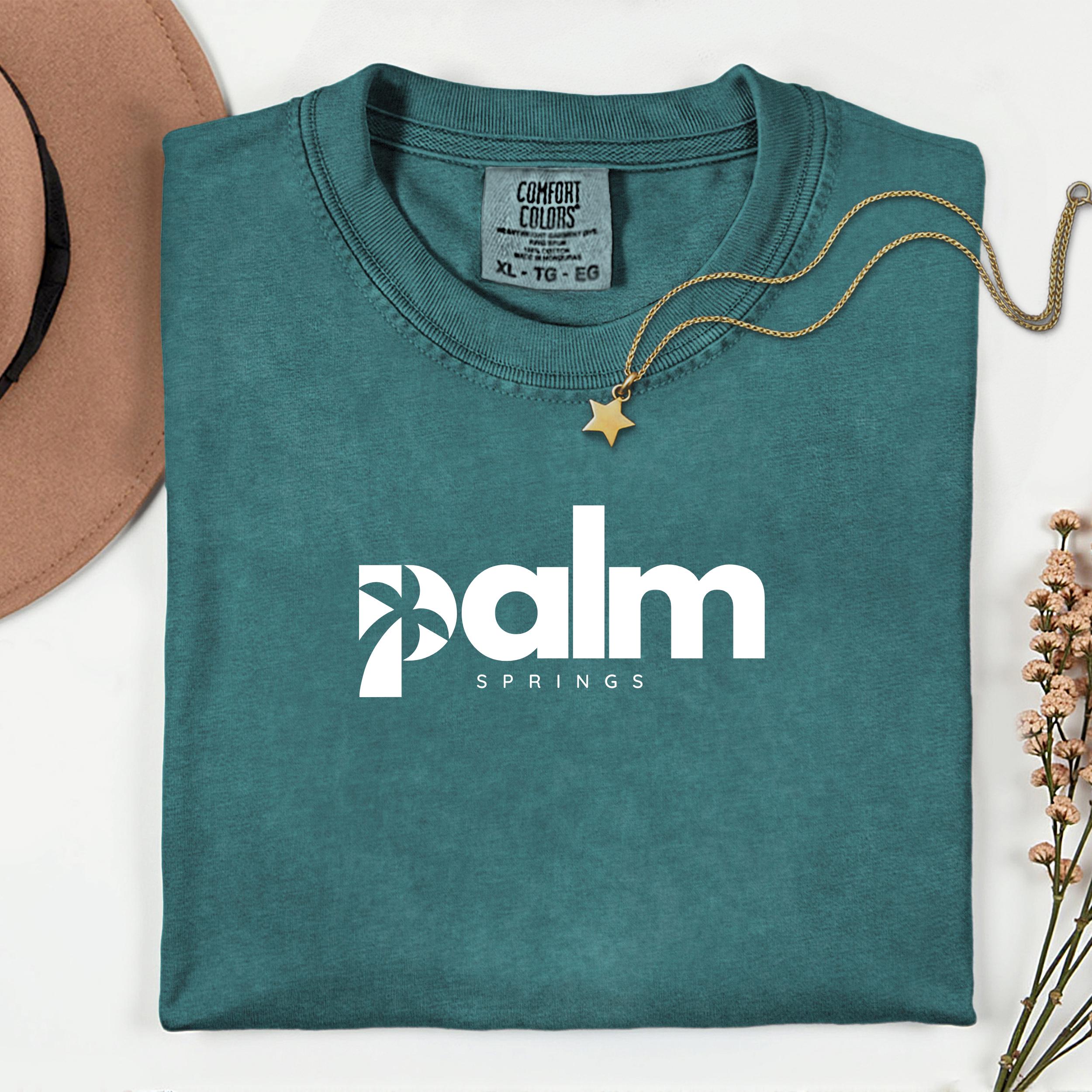 パームスプリングス レトログラフィックTシャツ：ガーメントダイ