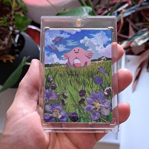 Carte Pokémon customisée à la main | Peinture acrylique & fleurs séchées | Carte artistique unique TCG