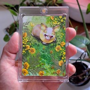 Carte Pokémon customisée à la main | Peinture acrylique & fleurs séchées | Carte artistique unique TCG