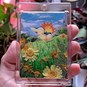 Carte Pokémon customisée à la main | Peinture acrylique & fleurs séchées | Carte artistique unique TCG