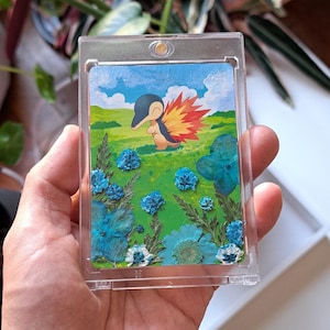 Carte Pokémon customisée à la main | Peinture acrylique & fleurs séchées | Carte artistique unique TCG