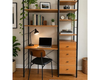 Vintage IKEA NIKLAS Desk Shelving Unit Rutger Andersson 1980s Black Metal Wood