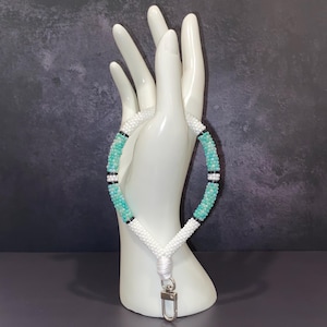 Aqua / White Keychain Wristlet