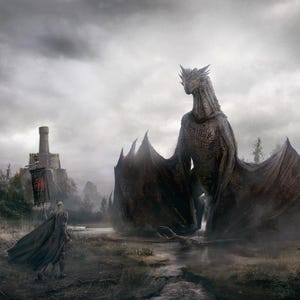 Meraxes and Queen Rhaenys Targaryen in The Last Storm