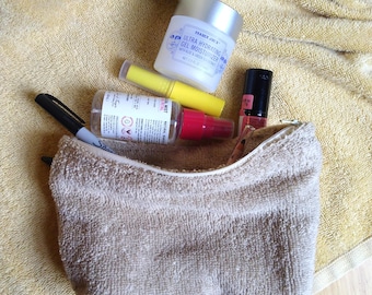 Terry Cloth Zippered Makeup Bag
