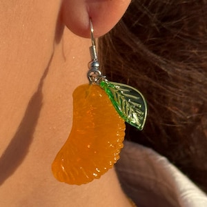 Orange Slice Dangle Earrings: Fun Citrus Fruit Summer Jewelry