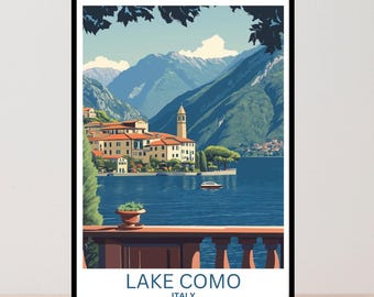 Lake Como Italy Travel Poster: Vintage Style Wall Art (Digital Download