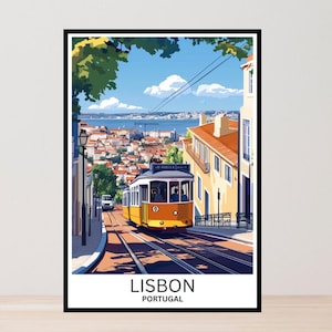 Lisbon travel poster, travel art, travel gifts, home decor, wall art, Portugal poster, coastal prints, prints art, framed art, city art