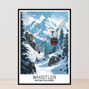 Whistler travel poster, travel art, travel gifts, home decor, wall art, ski poster, art prints, prints, framed art, ski art
