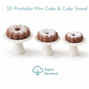Miniatyr Bundtkaka och stativ STL, dockhuskök bageri rekvisita, digitala 3D-utskriftsfiler