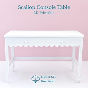 Scallop Console Table STL | Dollhouse Miniature Furniture | 3D Printable File