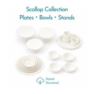 Mini Dollhouse Scallop Collection STL | Plates, Bowls, Cake Stands (Digital Download)
