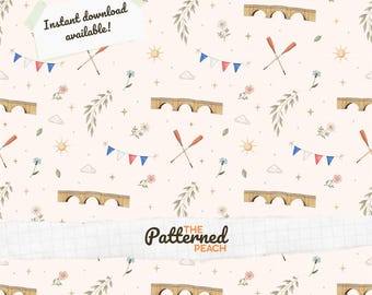 Henley Harmony Seamless Pattern | Hand Drawn Henley River Inspired | Nature Lanscape (Digital Download)